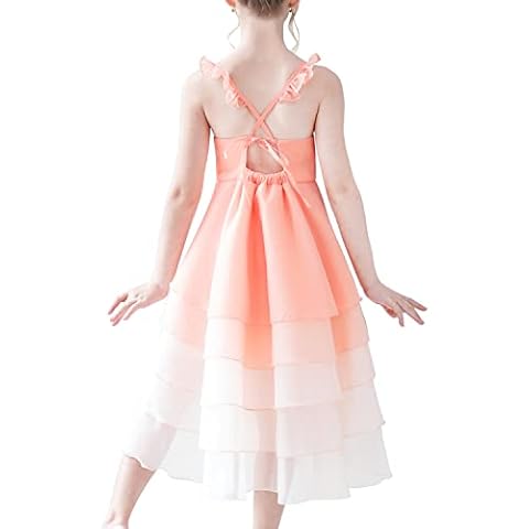 Mädchen Kleid Gradient Zickzack Hi-Lo Rock Straps Rückenfrei Ärmellos Gr. 110 Cover