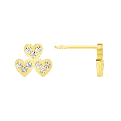 EVAYA 14K Gold Heart Design Screw Back Stud Earrings for Women3