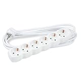 Steckdose - Verteiler mit 6 Ausgängen, 5 Meter Kabel von 1,5 mm², Kupfer, 16 A, Weiß. Ideal für Verschiedene elektrische Anschlüsse.