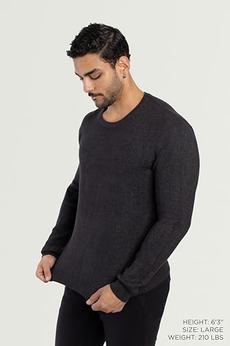 Men's Ribbed Crew Neck Comfortable Fit Sweater, Men's Long Sleeve Mid-Weight Pullover Sweater for Fall3