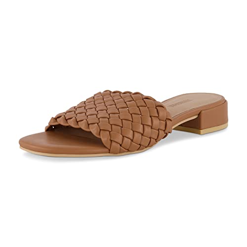 CUSHIONAIRE Women's Nerida woven low block heel sandal +Memory Foam