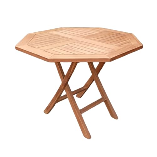 Meubletmoi - Mesa de jardín con forma octogonal, 100 x 100 cm, plegable, madera de teca maciza, aceitada, exterior, natural, patio, balcón