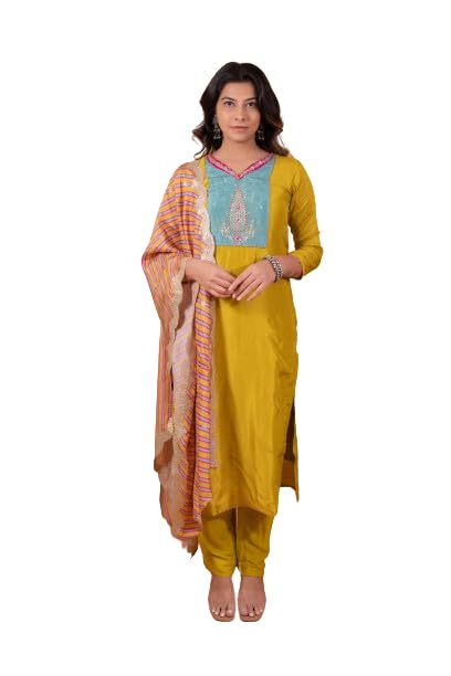 Ensemble kurta pantalon dupatta femme pour mariage et fêtes