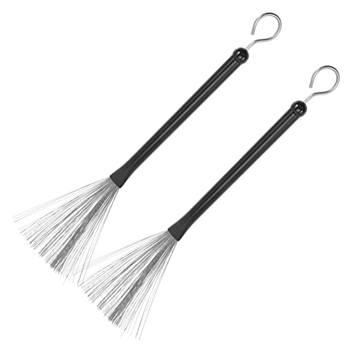 GOOHOCHY Metal Drum Brush Wire for Jazz and Drum Sets Non-slip Handle 2 Pcs Practice Tool