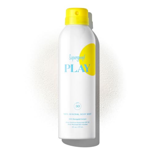Supergoop! PLAY Mineral Sunscreen SPF 30 Mist - 6 fl oz - Full-Coverage Body Spray Recommended for Sensitive Skin - Water & Sweat Resistant - Great for Active Days