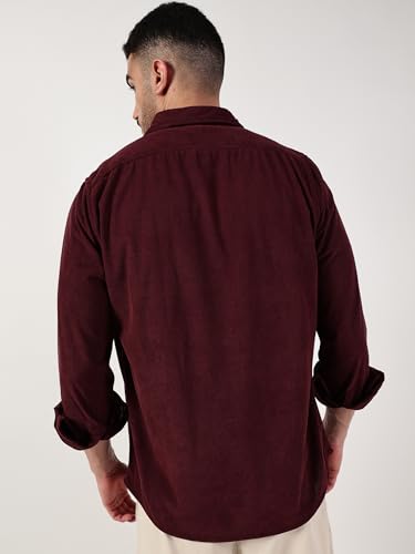 Image of Thomas Scott Men's | Corduroy | Full Sleeve | Slim Fit | Polyester-Blend | Single Pocket | Spread Collar | Casual Shirt