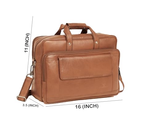 Image of WildHorn Men's Genuine Leather 15.6-Inch Laptop Messenger Bag | Classic Office & Travel Bag | Sturdy Carry Handles with Adjustable Strap | Durable & Spacious Design | 1-Year Warranty,Brown