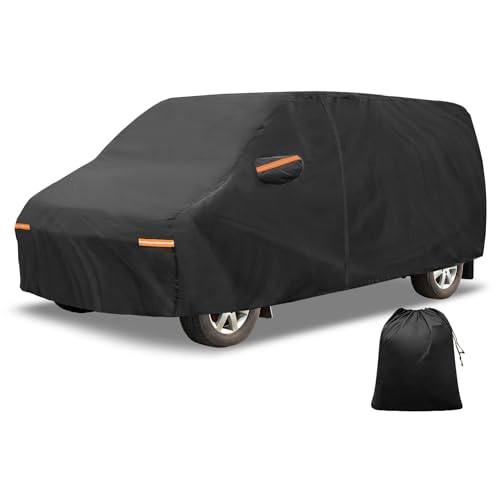 X AUTOHAUX Car Cover Outdoor Waterproof Sun Rain Snow Hail Protection with Left Side Door Zipper 210D-PU for Ford E-Series Waterproof Car Cover