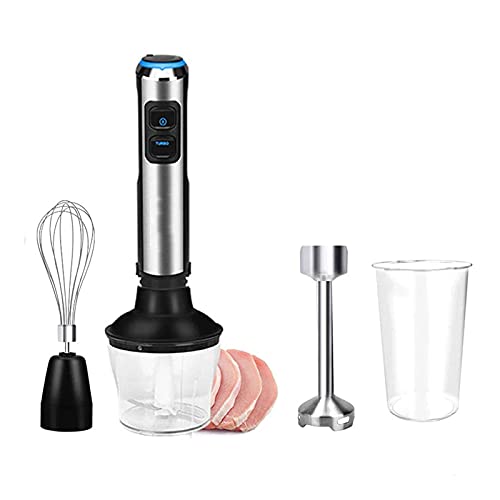 LEONYS Blender Mano de inmersión multifunción de 1500W 4-en-1, licuadora de palo de 6 velocidades de 6 velocidades con tazón de picado, moldeado de leche, batidor de huevo, cubilete para puré de alime