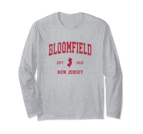Bloomfield New Jersey NJ Vintage Sport Design Stampa Rosso Maglia a Manica