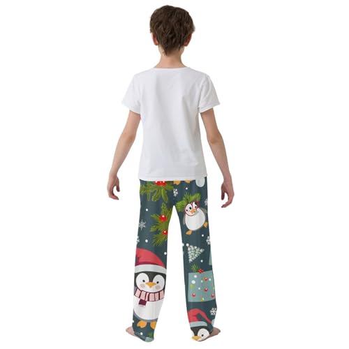 ZZXXB Penguin Pine Branches Boys Long Pants Soft Trousers Elastic Waist Kids Lounge Bottoms with Pockets S-XL3