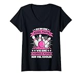 Damen Kegel Mama Kegeltour Kegelclub Kegeln T-Shirt mit V-Ausschnitt