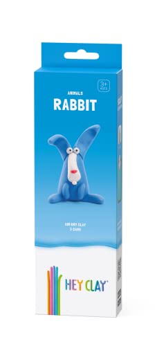Image of Hey Clay Animals - Claymate Rabbit - Colorful Modeling Air Dry Clay for Kids - Air Dry Clay Kit 3 Cans with Fun Interactive App