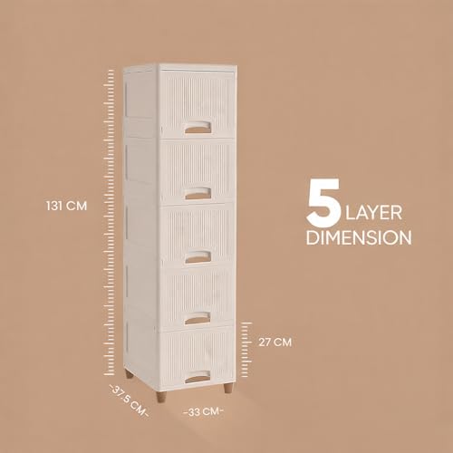 Image of Jefa Plastic Modular Drawer Storage Chest of Drawers Organizer Storage Box, Large Stomo Racks for Multipurpose Anti-Slip Shoes Organizers (white, 5)