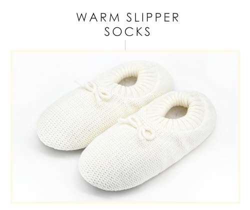 Image of DICUIRD Slipper Socks For Women With Grippers, Fuzzy With Non Slip Bottoms, Cozy Warm Knit Slippers
