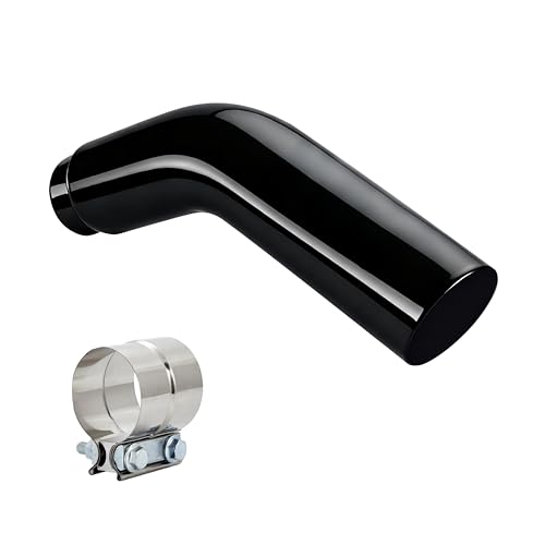 Universal 4 to 5 Exhaust Elbow Pipe with Steel Clamp - Silver Chrome or Black Painted for Car Truck & Diesel