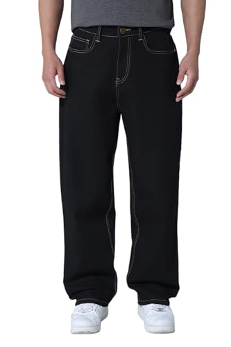 Image of Hubberholme Men Black Cotton Fabric Relaxed Fit Mid-Rise Stretchable Jeans