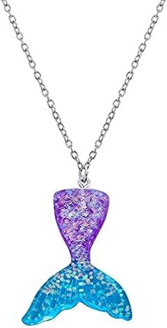 Miniatura 6 de Yissw Juego de 2 aretes coloridos de resina con cola de sirena y cola de pez de dibujos animados para niñas y mujeres, Resina, Resina