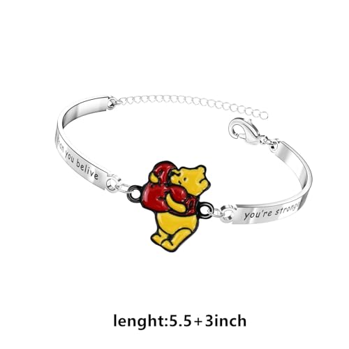 Cute Cartoon Bear Bracelet Charm, Stainless Steel Bracelets Gifts for Women and Men2