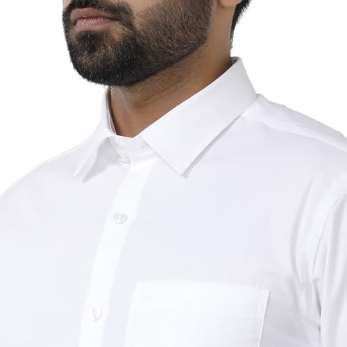 Image of UATHAYAM Double Delight Cotton Full Sleeve Solid Trending White Formal Shirt for Men Pack of 2