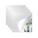 Honcet 4 Pcs Mirror Stickers 20x20cm, Self Adhesive Stick on Mirror Tiles for Wall, Tile Stickers Acrylic for Home Bathroom, Door (2mm Thick)