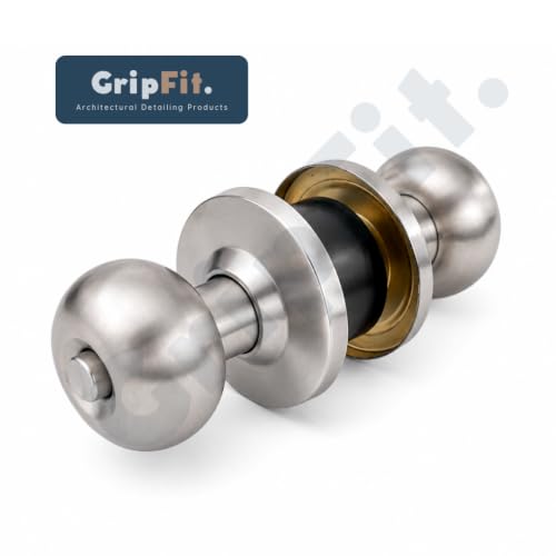 Image of GripFit Cylindrical Door Lock | 60mm | Stainless Steel Finish | with Key | for Bedroom, Bathroom & Office Door