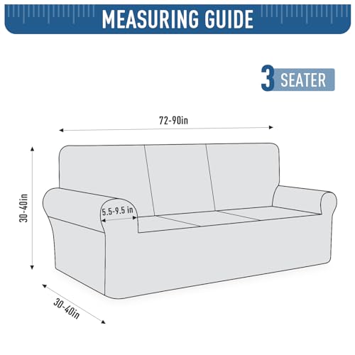 Image of TAOCOCO Stretch Sofa Covers for 3 Cushion Couch, 1Piece Non Slip Sofa Slipcover Washable with 2PCS Throw Pillow Covers, Jacquard Furniture Protector for Pets Dog(3 Seater,Dark Grey)