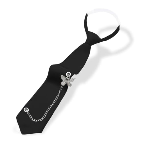 Image of LJBFNN Pre-Tied Ties for Women with Metal Chain, Uniform Shirt Accessory
