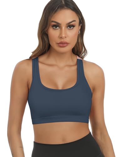 Image of Buauty 2 Packs Sports Bras for Women, Medium Support Sport Bras Push Up Yoga Racerback Bra, Gym Fitness Athletic Bra