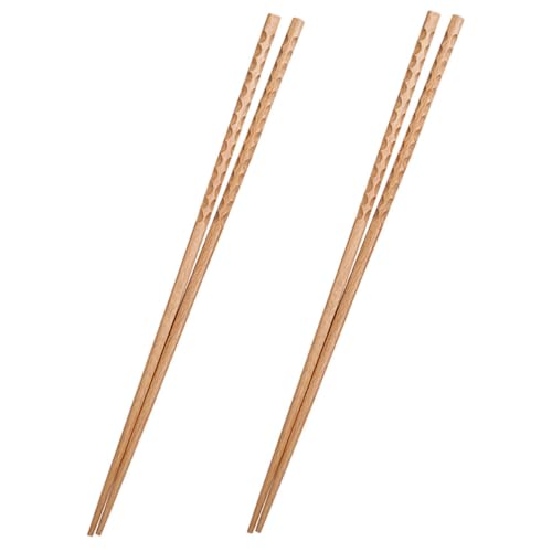 IWOWHERO 2組の ?木製加長火鍋用箸双 滑り止め調理箸 丈夫で変形しにくいキッチンツール 中華料理や揚げ物 麺類に 家やアウトドア料理に対応