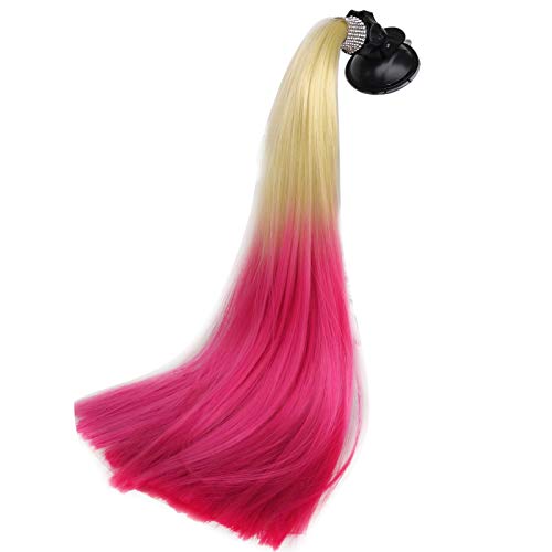 3T-SISTER Crystal Pigtails 14inch for Helmet Ponytail Decoration for Motorcycle Bicycle Ski Helmet Accessories Reusable Suction Cup Reusable Design Many Colors (Helmet not Included)