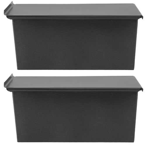 Hemoton 2pcs Black Non-Stick Baking Molds Rectangular Loaf Pan With Lid Cover, 450g