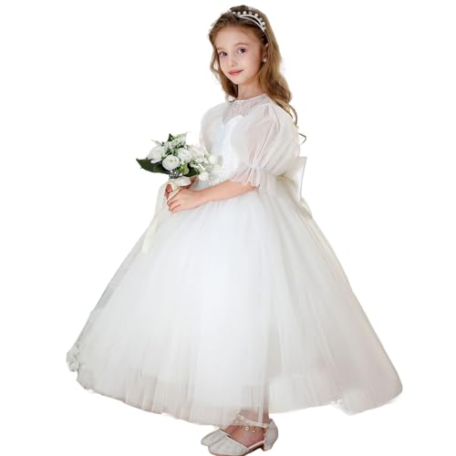 ABAO SISTER Flower Girl Dress Puff Sleeves Birthday Party Ball Gown Girls First Communion Dresses