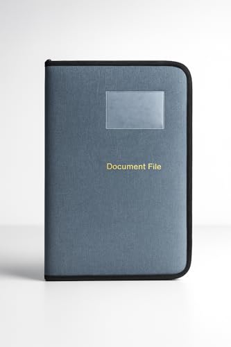 Image of Professional Portfolio File Folder | Document Holder with 20 Leafs Unique PU Leather File for Home & Office Document File Folder with 20 Leafs for Men & Women (Black Jeans Pattern)