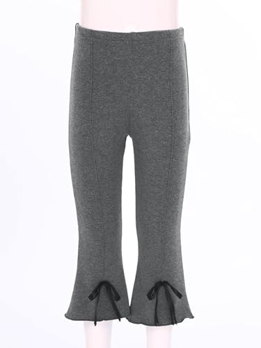 Jelory Kids Girls Flare Leggings Pants Ribbed Elastic High Waisted Bell Bottoms Trousers Casual Bowknot Pants3