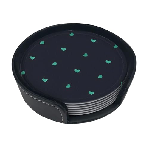 Bonito juego de posavasos de 6 piezas con fondo azul, juego de posavasos redondos adecuados para varias tazas y para decoración del hogar y protectores de escritorio.