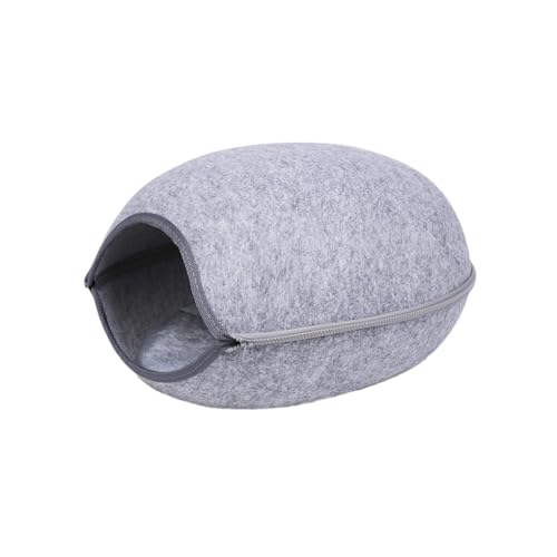eexuujkl Cute Style Felt Cat Bed Cave With Cushion For Soft And Comfortable Rest Warm Cat Kitten House With Cushion Cat House, light grey