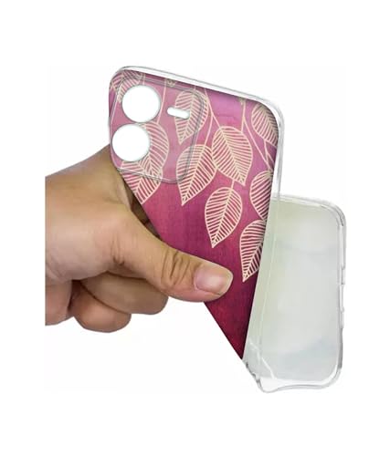 Image of Leaf Pattern Design Printed Silicon Soft TPU Back Case Cover for iQOO Z9 5G, Pink