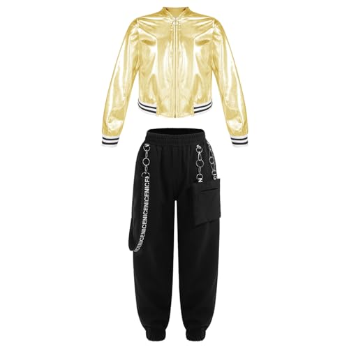 Danse moderne jazz : ensemble sportif fille avec pantalon long en sweat et veste brillante
