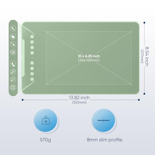 Image of XPPen Deco 01 V3 Drawing Tablet 10x6.25 Graphics Tablet Digital Drawing Tablet for Chromebook with 16384 Levels Pressure Battery-Free Stylus and 8 Shortcut Keys (Green)