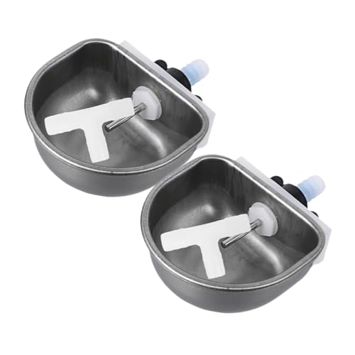 SUPVOX 2pcs Rabbit Water Dispenser - Stainless Steel Automatic Water Bowl Drinking Coop Cup for Home Rabbit Pet Watering System Bunny Drinking Equipment