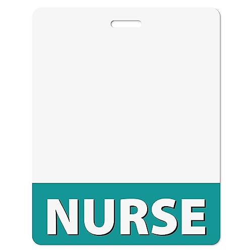 Bulk Nurse Badge Buddies Teal Horizontal Oversized Badge Buddy ID Backer Cards (100 Pcs) - Double Sided Print - Durable and Water Resistant Badge Buddy by BadgeZoo