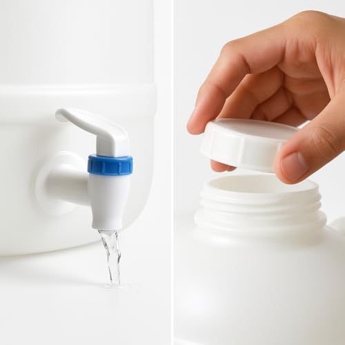 Image of Water Dispenser 26 Litre, Plastic Container with Tap, Lid and Handles for Home, Kitchen, Office (30L-White)