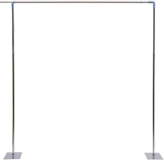 Professional Backdrop Stand Pipe Kit, 10x50ft Heavy Duty Background Support System Curtain Frame Telescopic Stainless Steel Wall Shelf with Steel Base for Wedding Party Celebration Photography