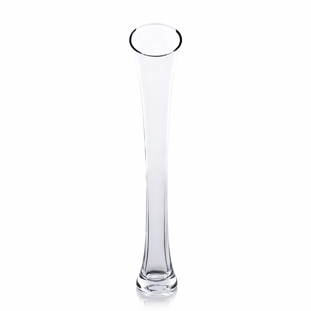 Floralcraft® 40cm Sabrina Glass Vase – Tall Slim Clear Flower Vase with Weighted Base – Elegant Centrepiece for Weddings, Events & Home Décor