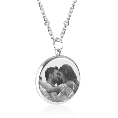 TMT Personalisierte Kette mit Foto-Gravur | Kette mit Bild in Roségold, Gold oder Silber | Fotogeschenke personalisiert für Frauen | Foto Kette als Geschenk für jeden Anlass