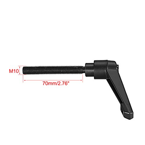 Image of uxcell Adjustable Clamping Lever Handle M10 x 70mm Metric Black Oxide Carbon Steel Male Threaded Stud Hand Knobs Push Button Ratchet Rotating Screw Handles Bolts with Locking Lever Black