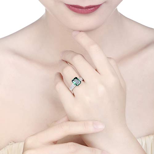 925 Sterling Silver Rings for Women, Solitaire Engagement Ring, Simulated Mystic Rainbow Topaz Wedding Promise Ring for Her2