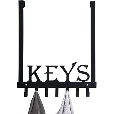 FairyCity Over Door Hook, Over Door Hanger 7 Hooks, Over Door Coat Hooks Door Hangers for Hedrooms/Bathroom, Door Hooks for Hanging Clothes,Towels,Keys -Black Cover