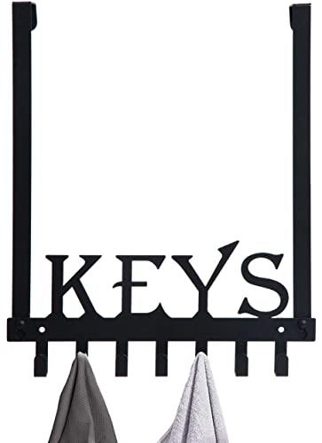 Türhaken, Türhaken, 7 Haken, über der Tür, Kleiderhaken für Schlafzimmer/Badezimmer, Türhaken zum Aufhängen von Kleidung, Handtüchern, Schlüsseln hinter der Rückseite des Badezimmers, schwarz Cover